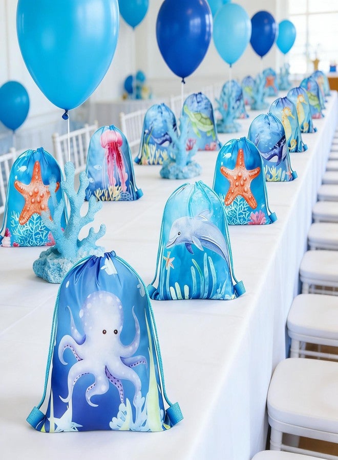 Clabby 12 Pcs Under the Sea Party Favors Bags Drawstring Ocean Theme Backpack Under the Sea Party Favors Supplies Fish Goodie Gift Bags Birthday Decorations - Image 4